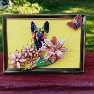 Handcrafted German Shepherd original art framed!